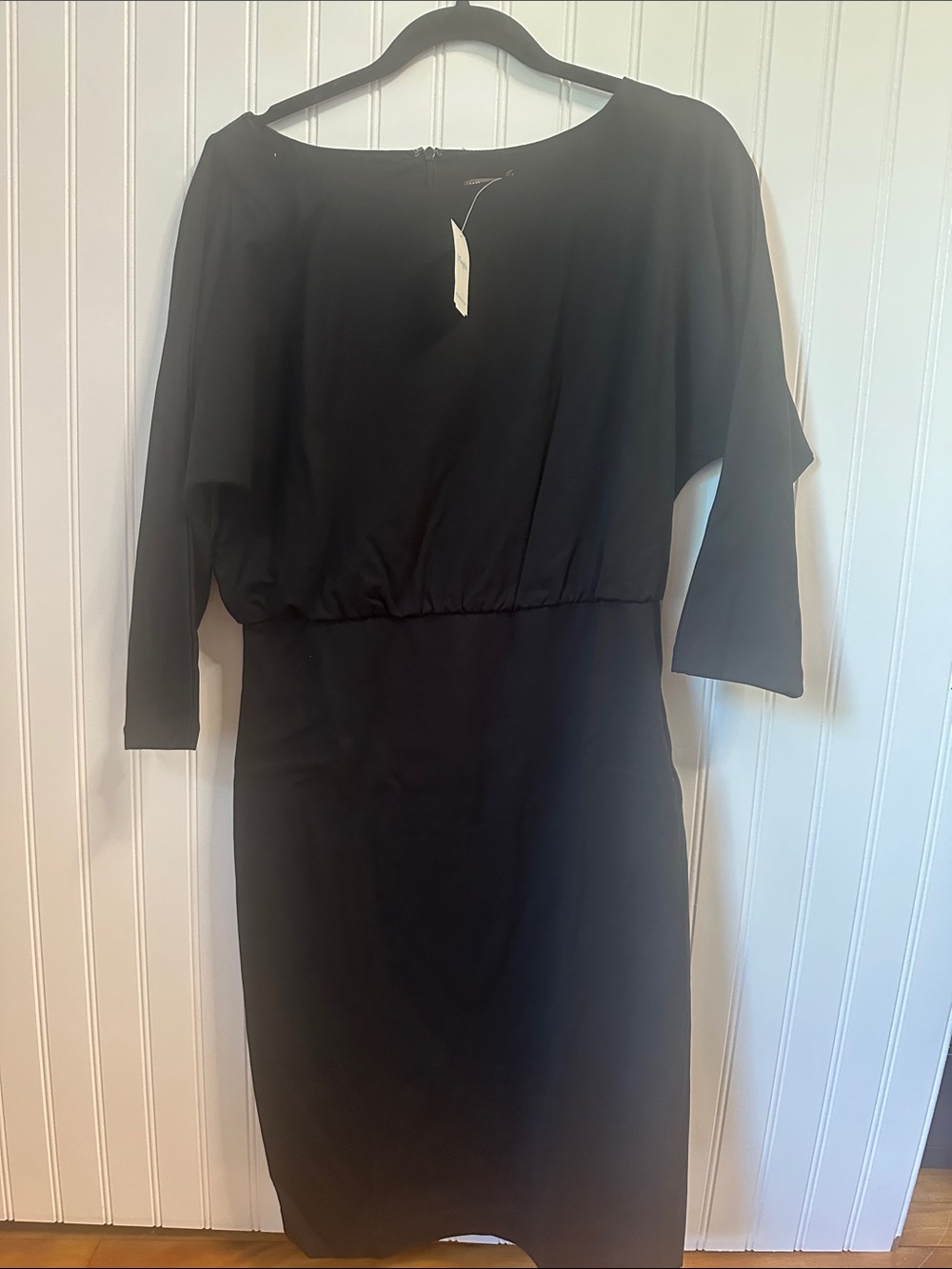 J. McLaughlin Black Long-Sleeve Boatneck Sheath Dress